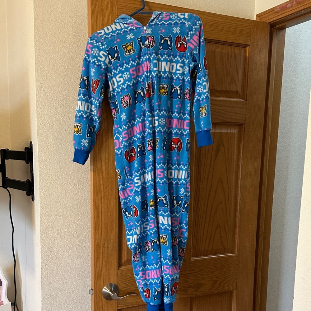 Blue Sonic the Hedgehog Onesie Pajamas